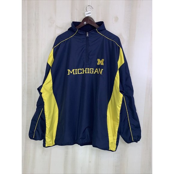 Vintage Y2K University Of Michigan Pro Edge Embriodered Windbreaker Jacket 2XL - Picture 1 of 14